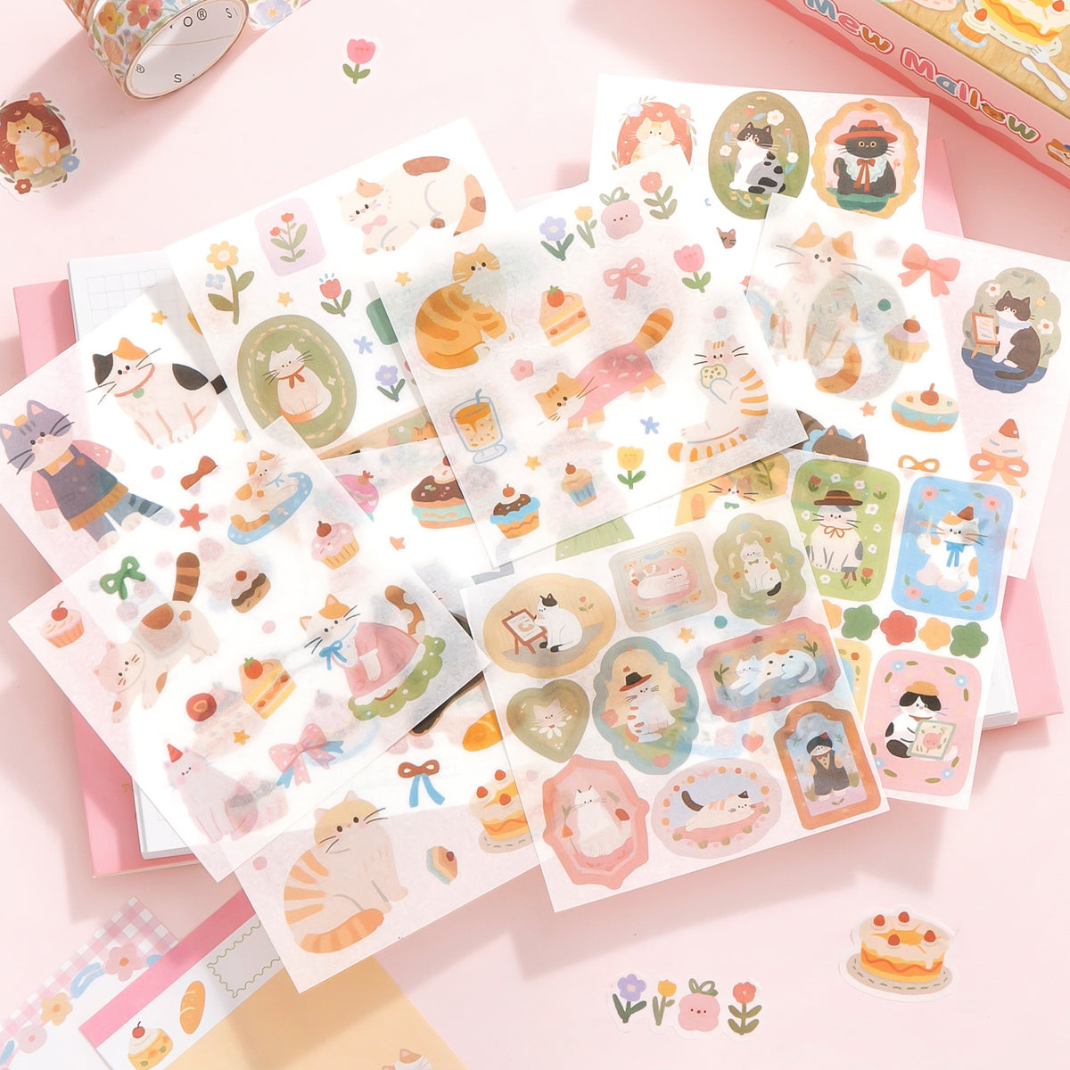 Set de washitape, notepad y stickers-120 pzas