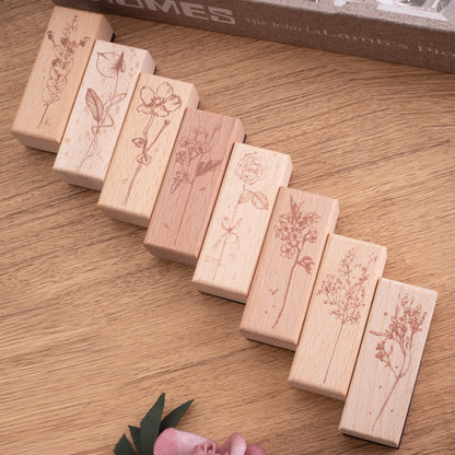 Sellos de madera flores-1 pza