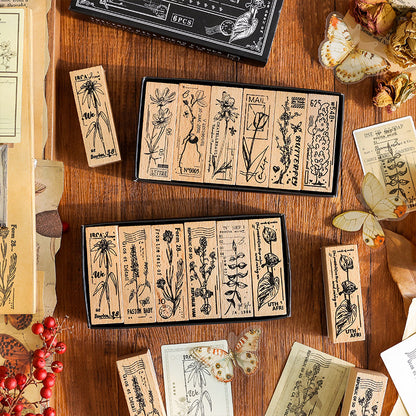 Sellos de madera blossom rubbing-6 pzas