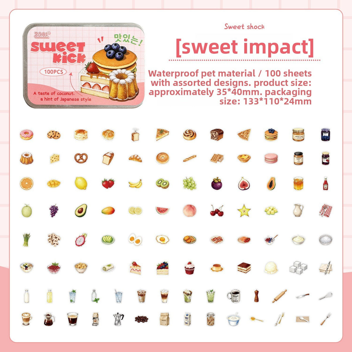Latita de stickers comida-100 pzas