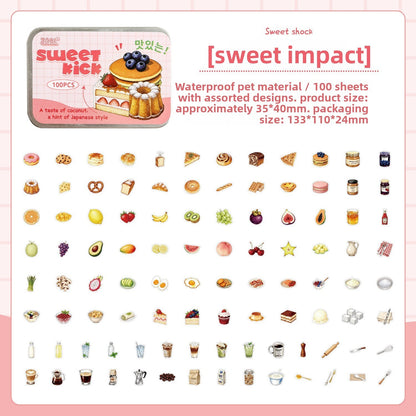 Latita de stickers comida-100 pzas