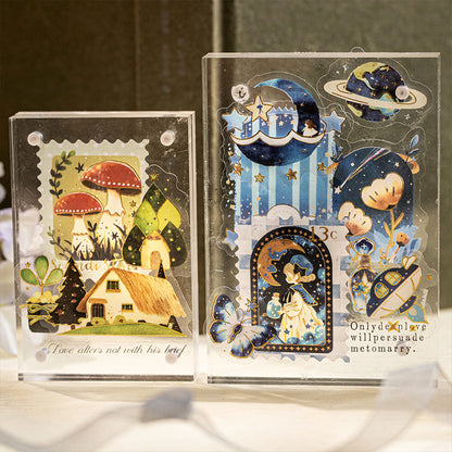 Stickers estampillas fantasy diary-25 pzas