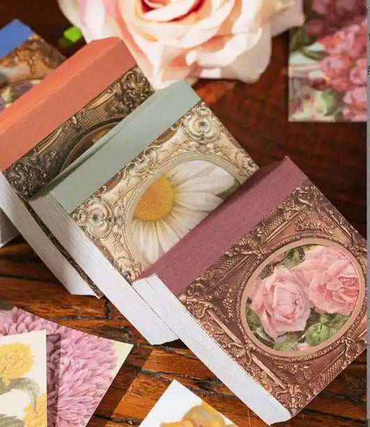 Mini librito cuadrado stickers rose flower-100 pzas