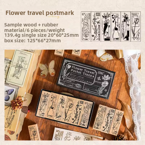 Sellos de madera blossom rubbing-6 pzas