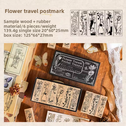 Sellos de madera blossom rubbing-6 pzas
