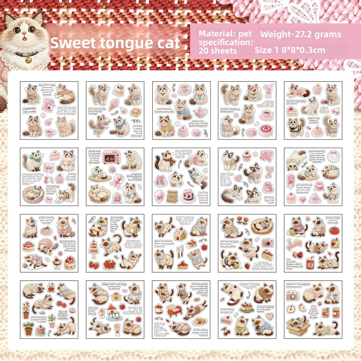 Mini librito de stickers cat-20 hojas