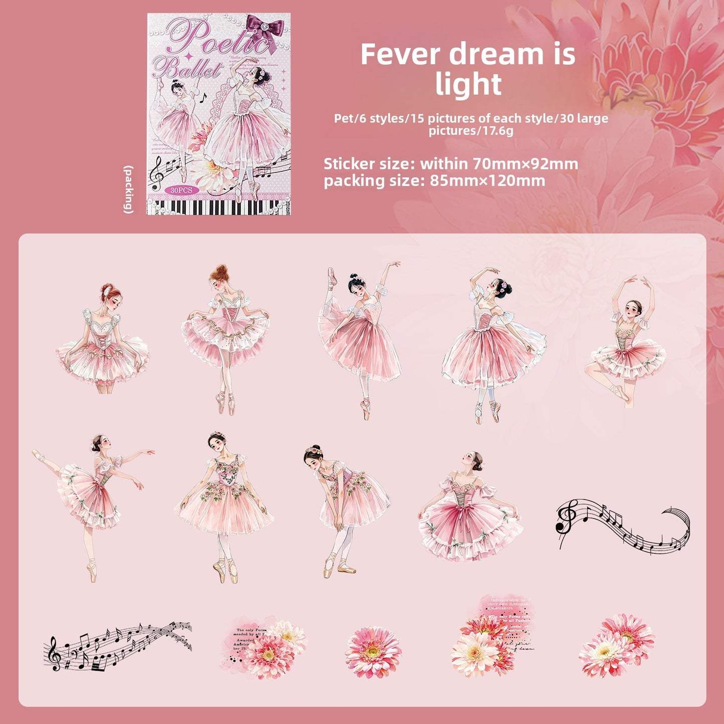 Stickers poetic ballet-30 pzas