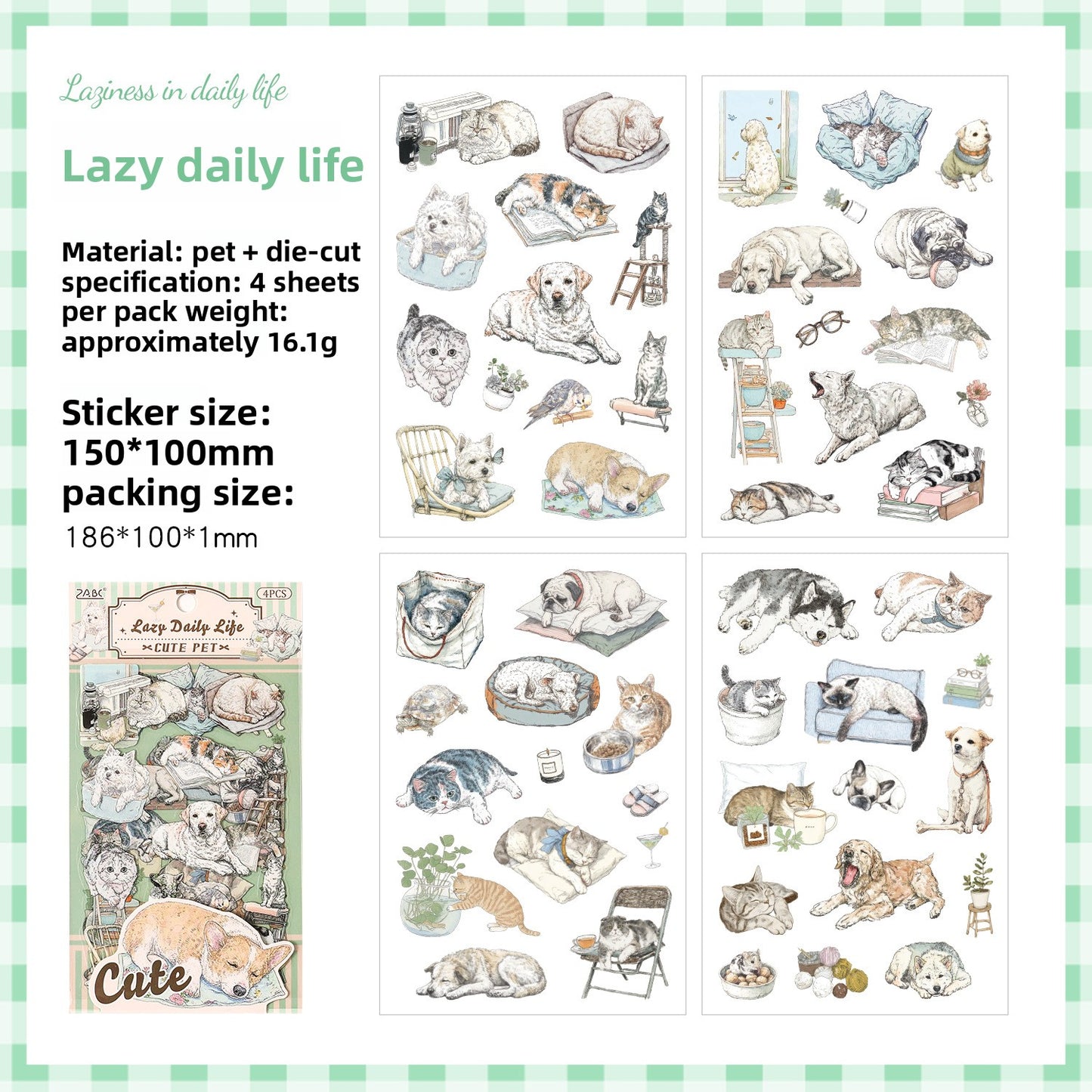 Stickers cute pet-4 planchas