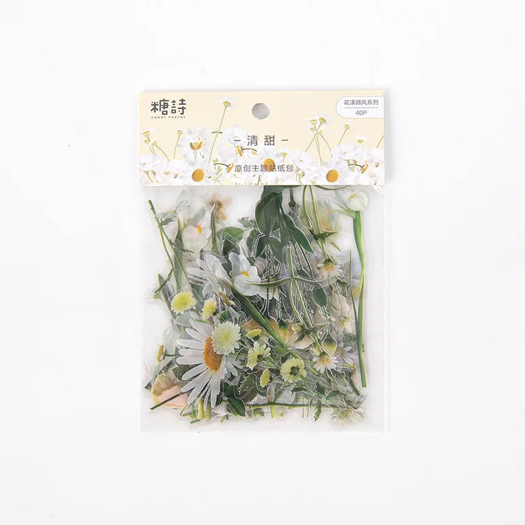 Stickers flores transparentes-40 pzas