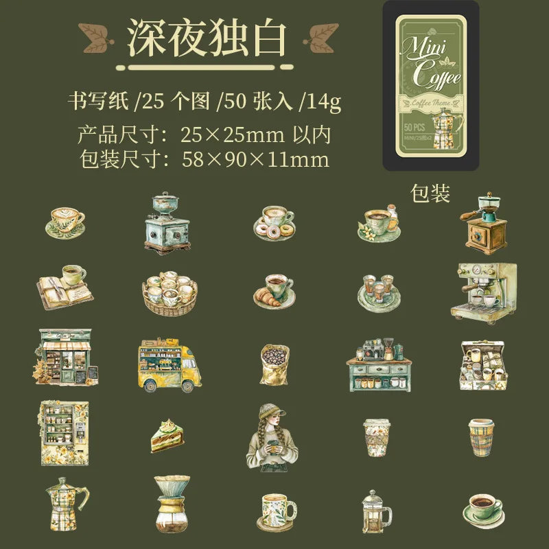 Mini latitas de stickers coffee-50 pzas