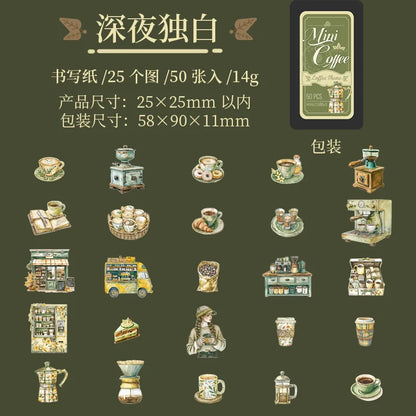 Mini latitas de stickers coffee-50 pzas
