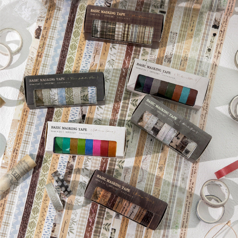 Set de washitape basic retro-10 pzas