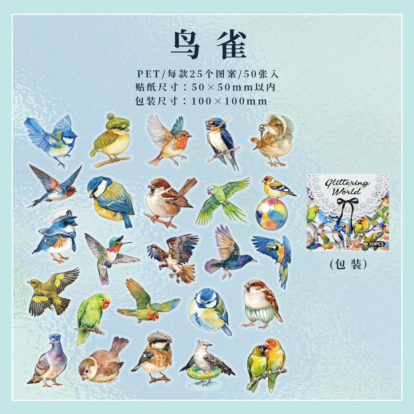 Stickers glittering world-50 pzas