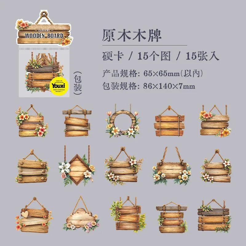 Stickers cartonaje wooden board-15 pzas