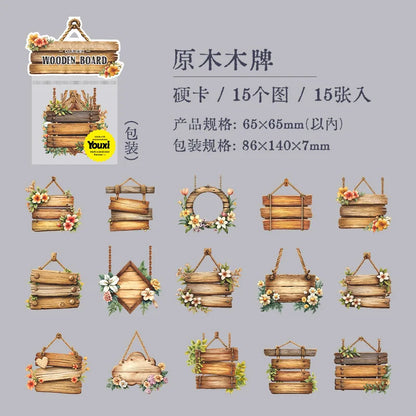 Stickers cartonaje wooden board-15 pzas