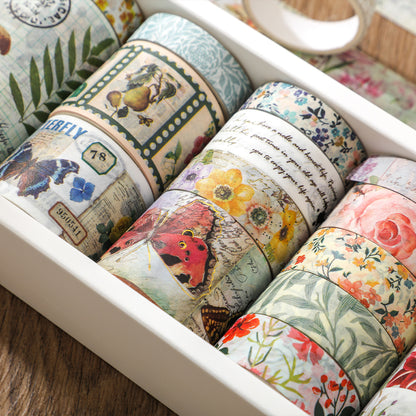 Set washitape mariposas floral-20 pzas